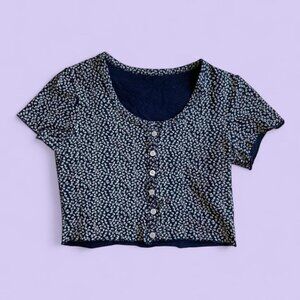 Brandy Melville Zelly Floral Ribbed Tee – One Size